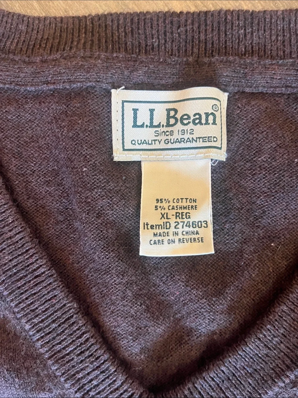 L.L. Bean Men's V-Neck Sweater in Dark Brown
